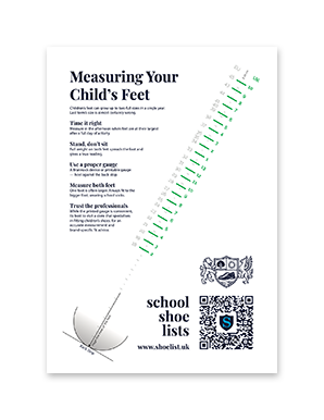 School Shoe Size Gauge &mdash; Printable PDF